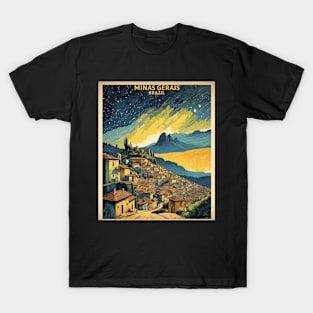 Minas Gerais Brazil Starry Night Vintage Tourism Travel Poster T-Shirt